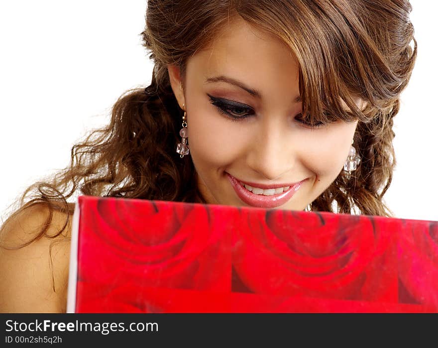 Young woman with gift box