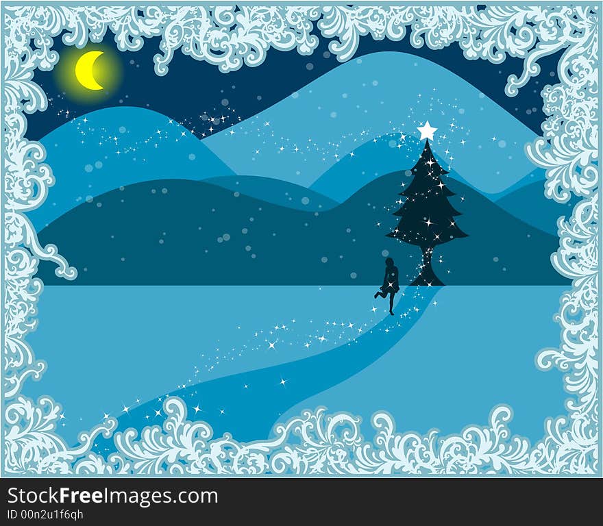 Vector illustration Christmas Background Mystic Night