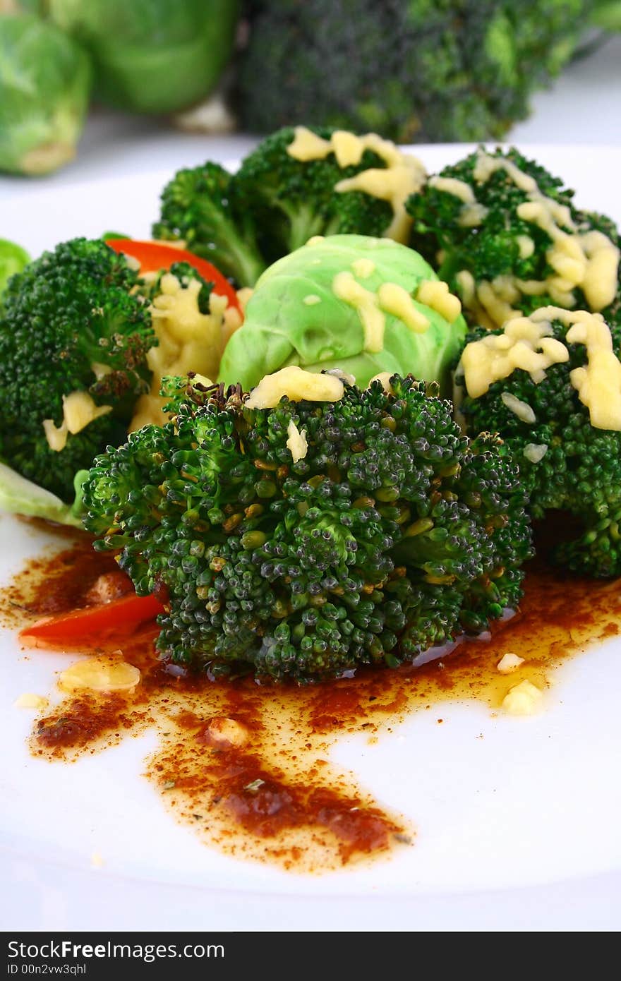 Lightly cooked broccoli pieces with a touch of butter