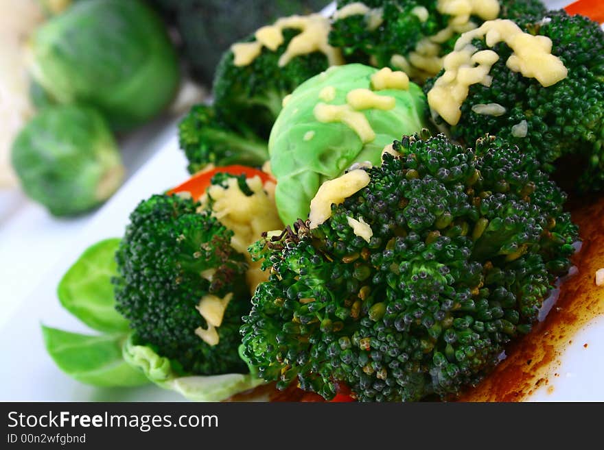 Lightly cooked broccoli pieces with a touch of butter