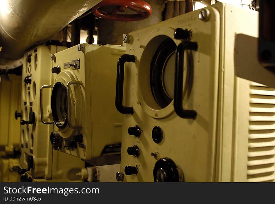 Command compartment. Submarine interiors.