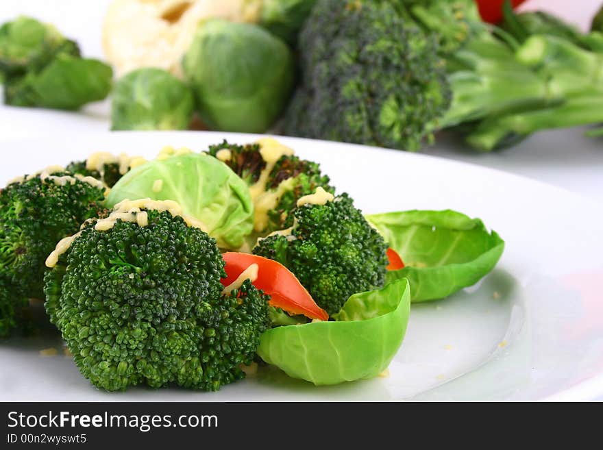 Lightly cooked broccoli pieces with a touch of butter