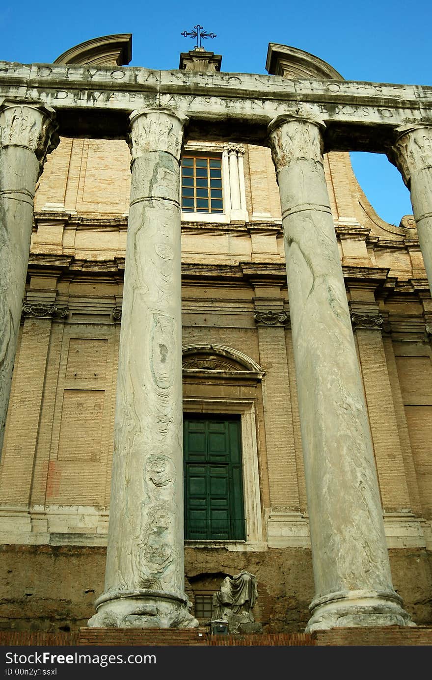 Basilica di Massenzio located in Roma, Italia. Ancient Roman ruins in Rome, Italy are amazing and a great tourist destination.