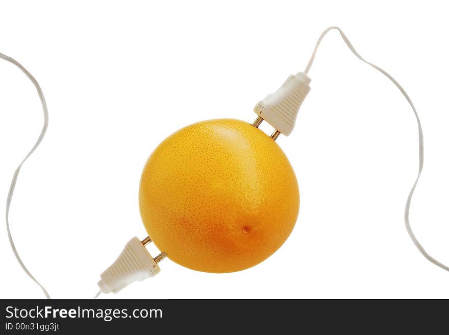 Two wires plug in to a orange. Two wires plug in to a orange