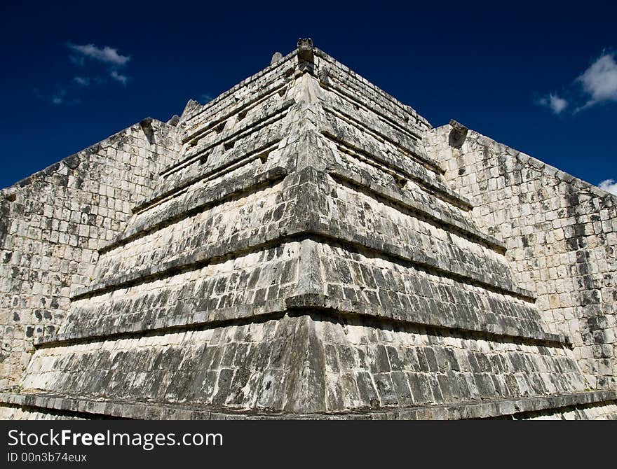 Ancient ruins and the little pyramid in Chichen Itza Mexico. Ancient ruins and the little pyramid in Chichen Itza Mexico