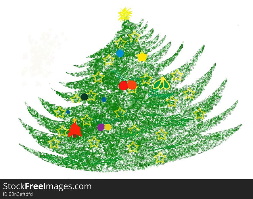 Colored background withChristmas tree, lights, feast