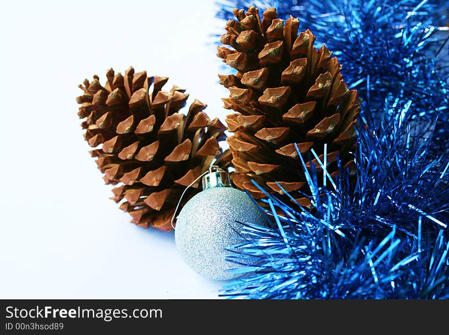 Christmas decoration - pinecones and silver ball i