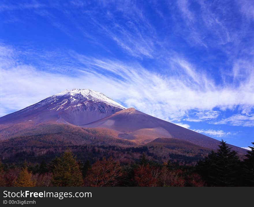 Beautiful Fall sky over Mount Fuji. Beautiful Fall sky over Mount Fuji