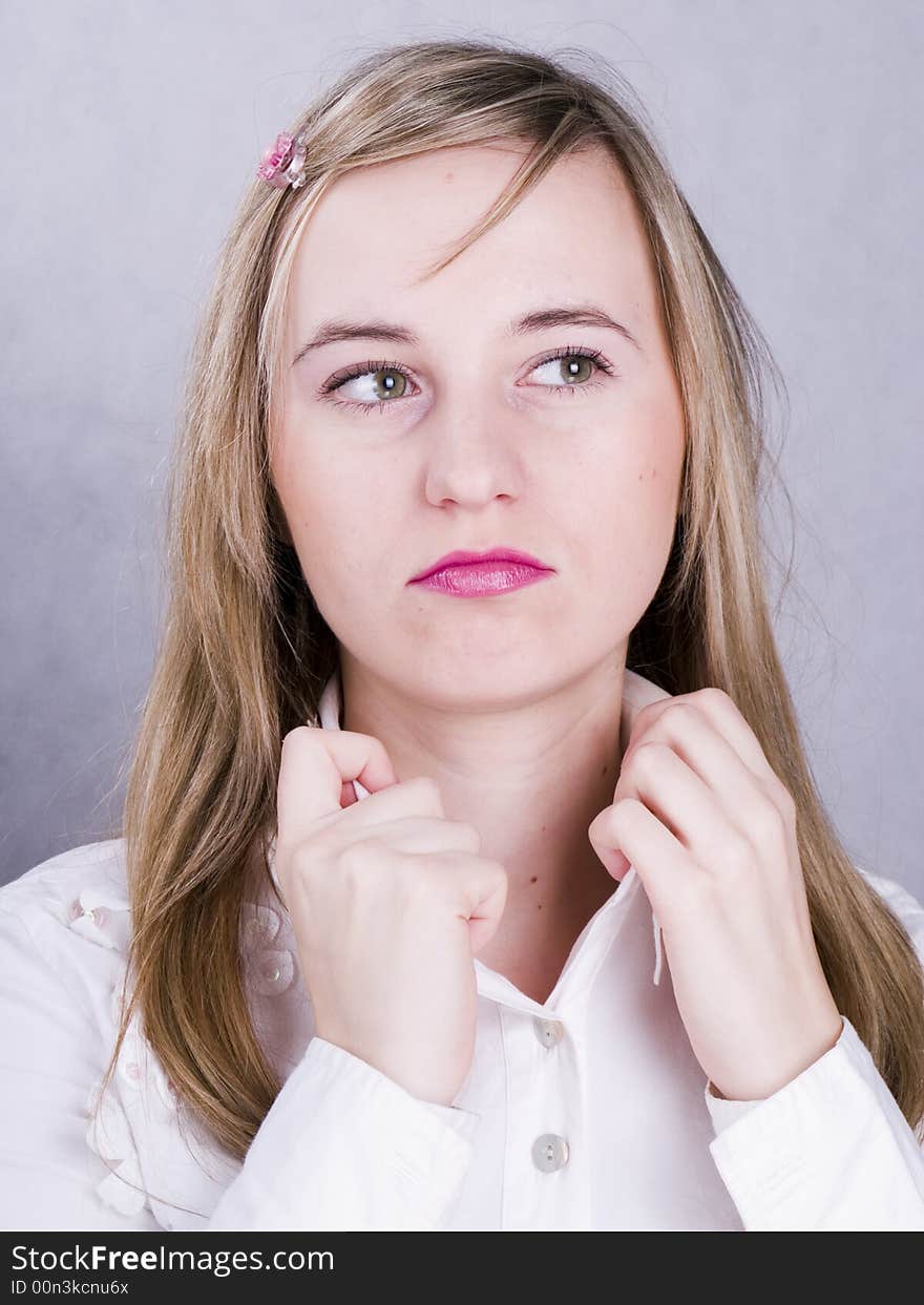 Woman in the white shirt