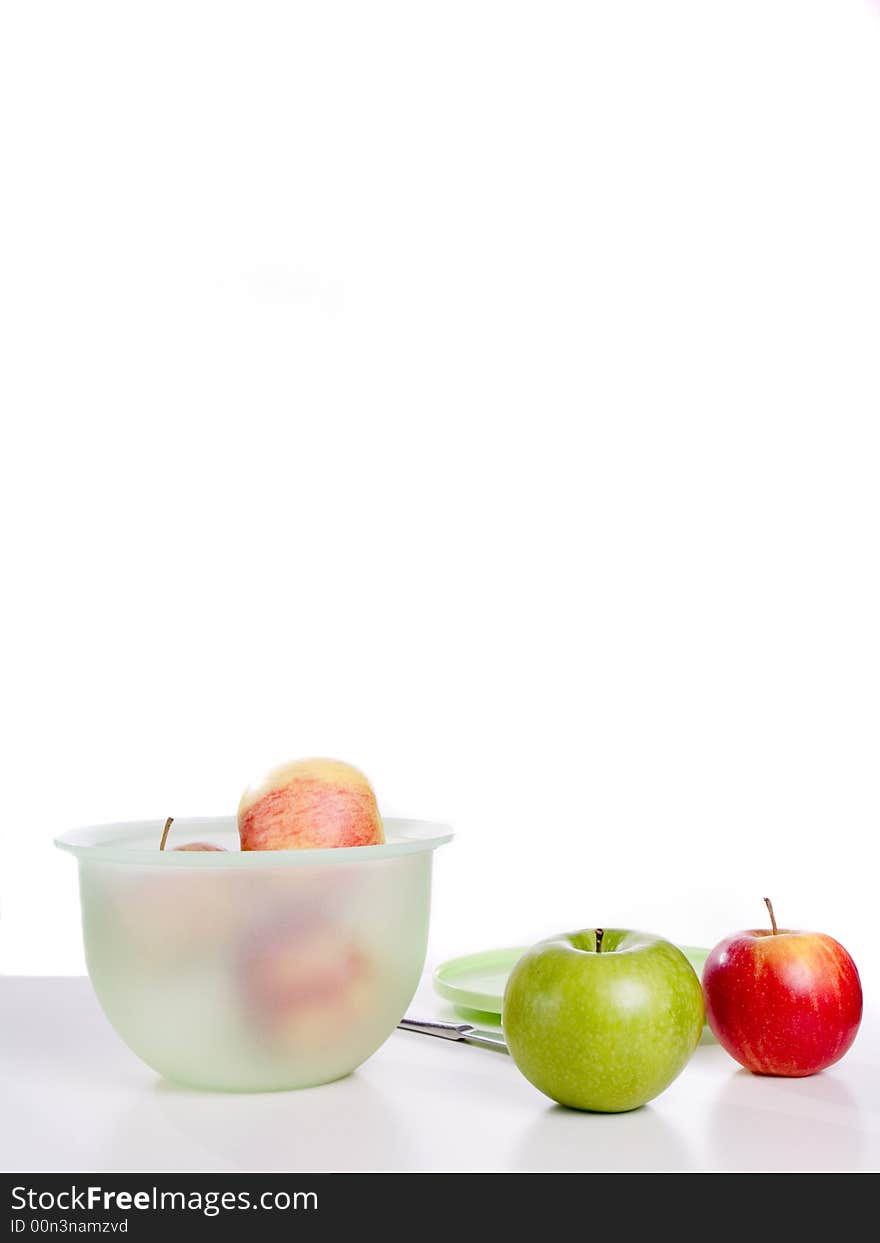 Apples on the white table