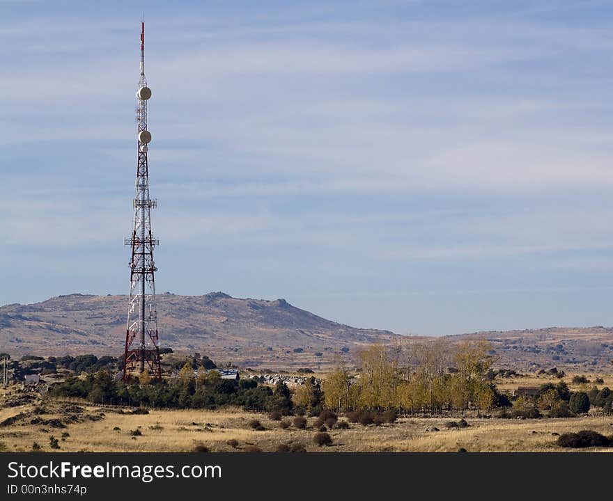 Farview of a telecom antenna in the middle of the desert. Farview of a telecom antenna in the middle of the desert