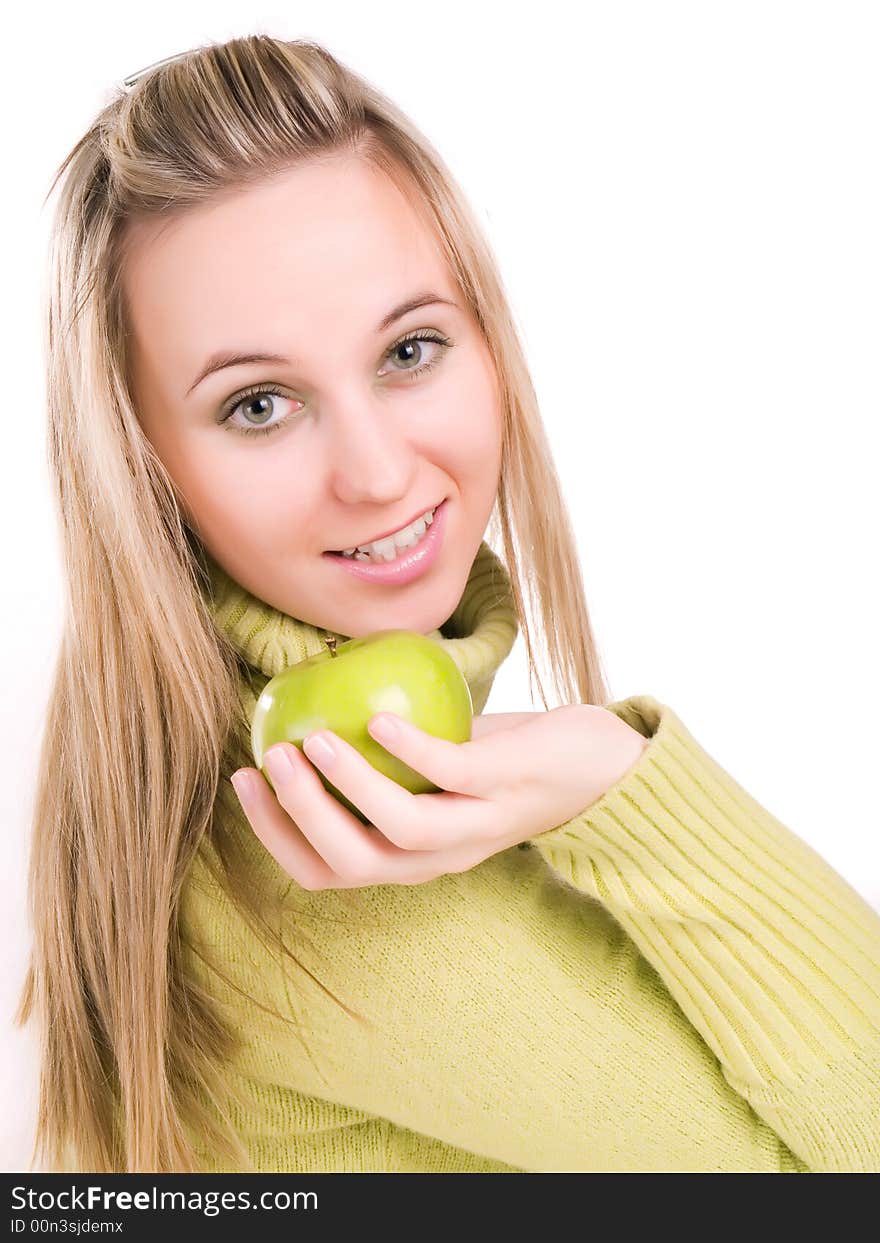 Woman with apple in her hand