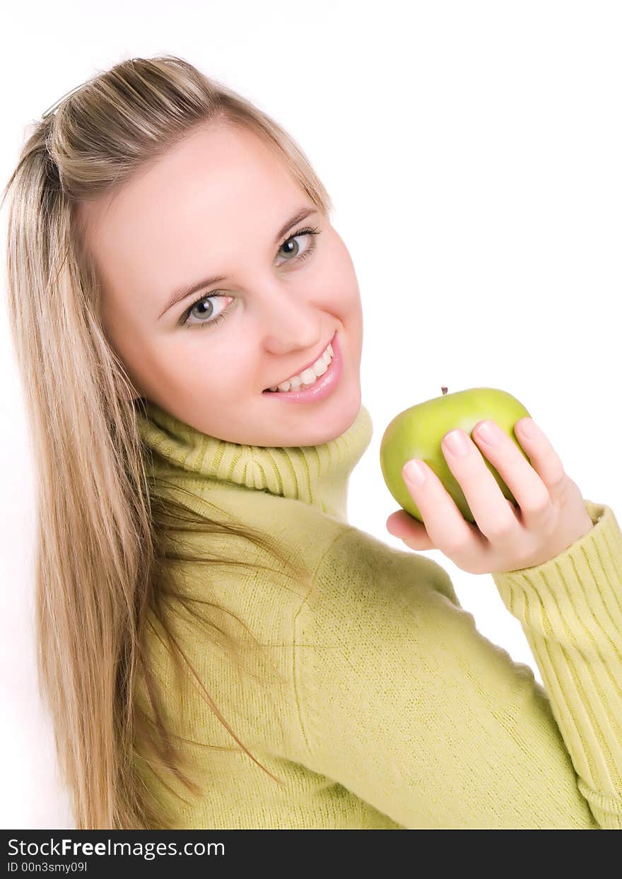 Woman with apple in her hand