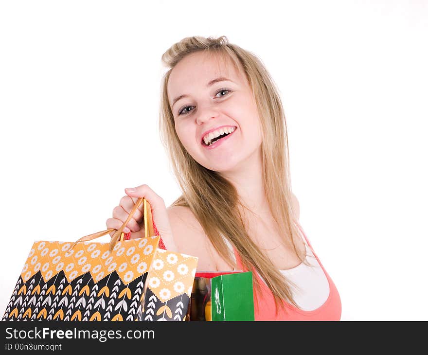 Beautiful shopping girl with bags