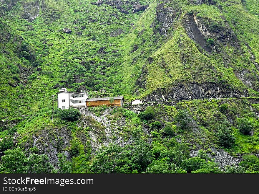 House on the mountain in Yunnan China