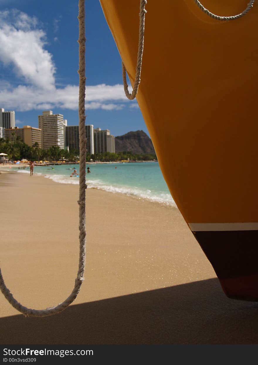 The Beach At Waikiki Sailboat