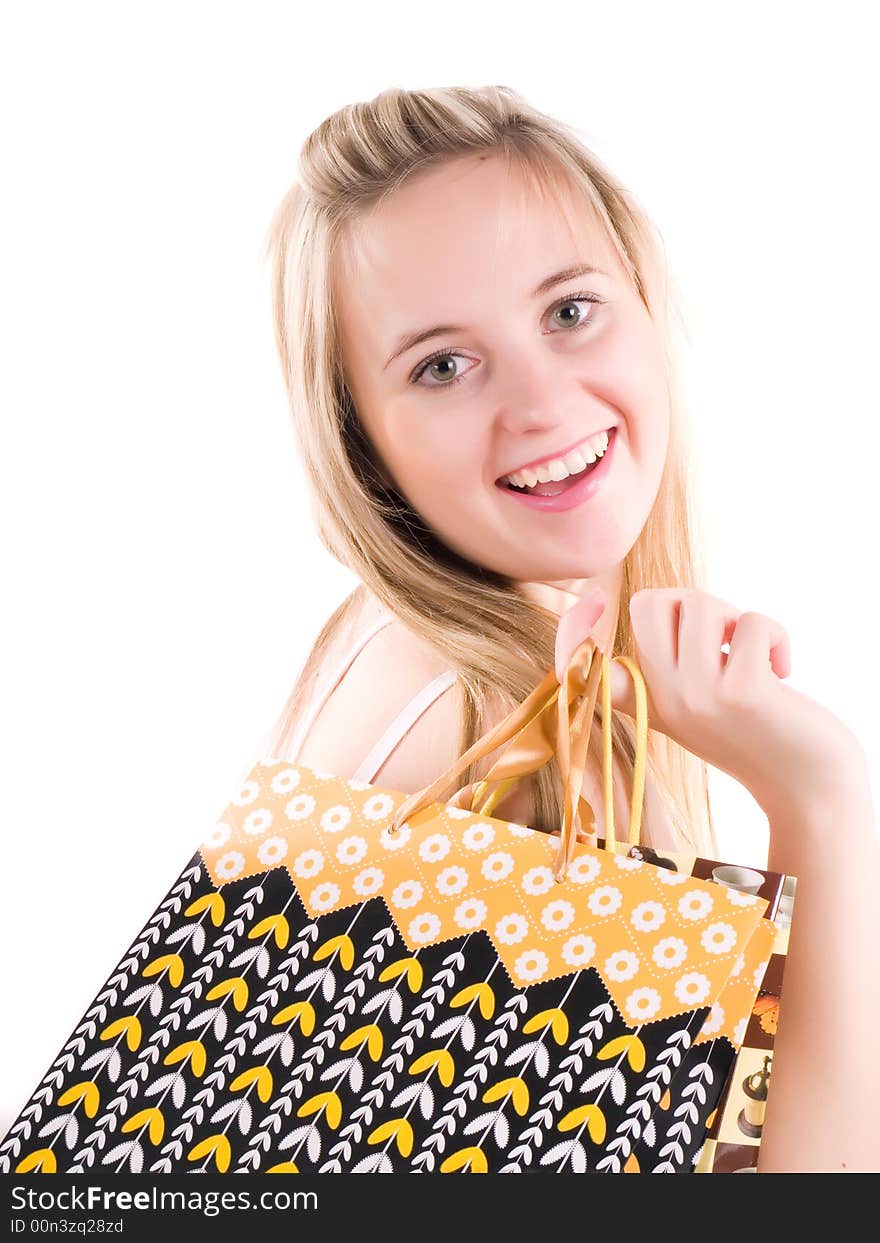 A cute blond shopping girl. A cute blond shopping girl