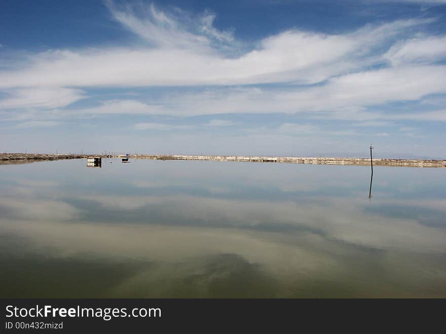 Beautiful sky and its reflection in lake. Beautiful sky and its reflection in lake