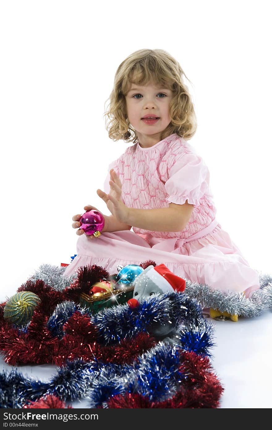 Beautiful little girl with christmas decoration