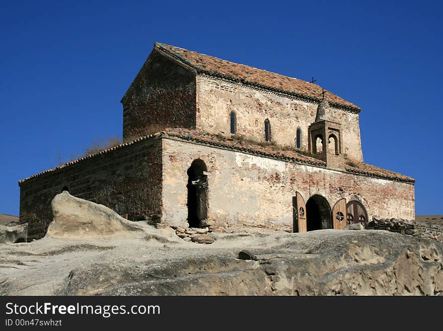 Georgian church with blue sky