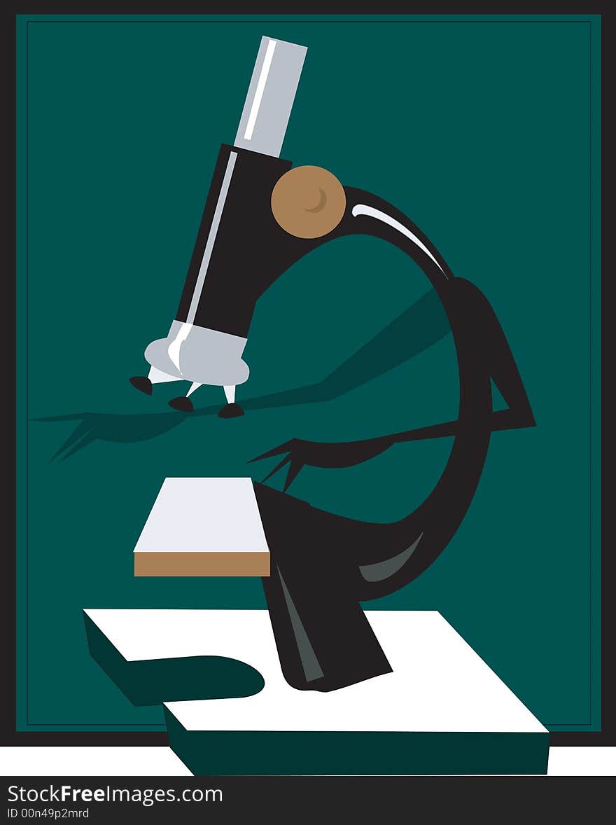 Illustration of Microscope on grey background.