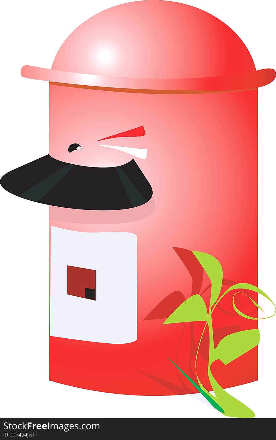 A post-box on  white background.