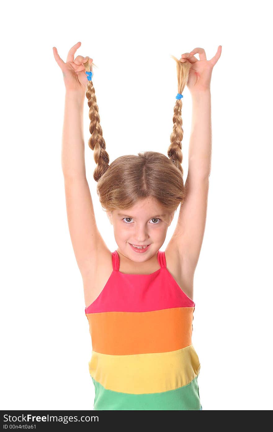 Girl Showing Off Braided Hair Vertical