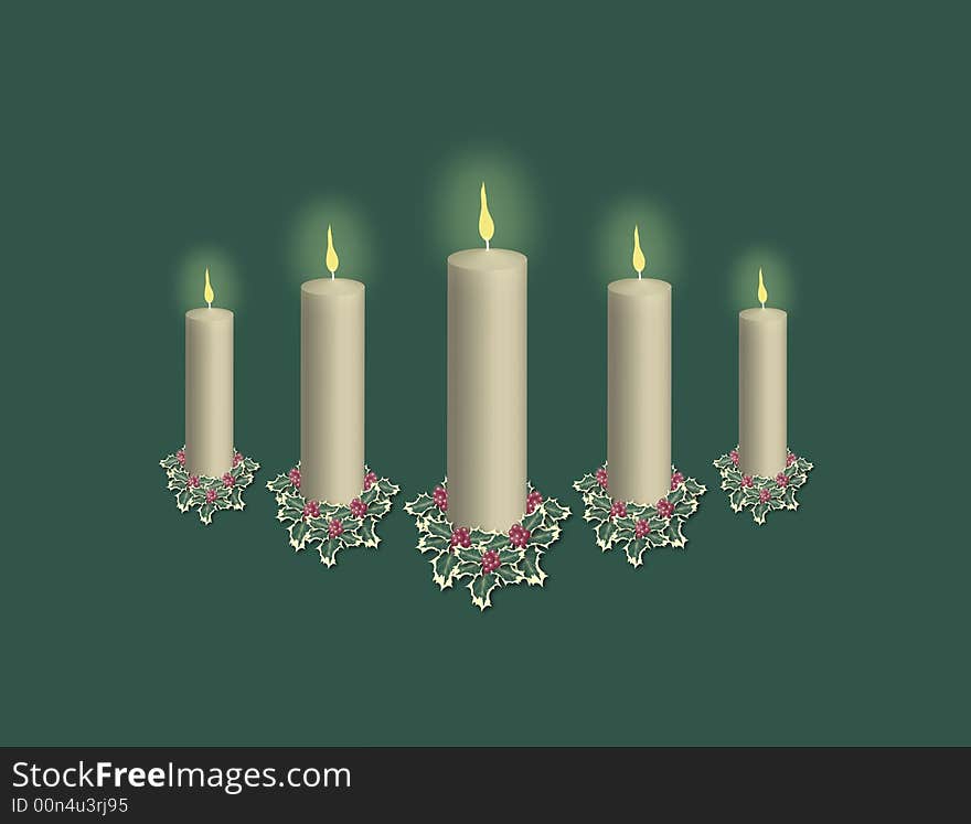 Ivory Candle Display on Green