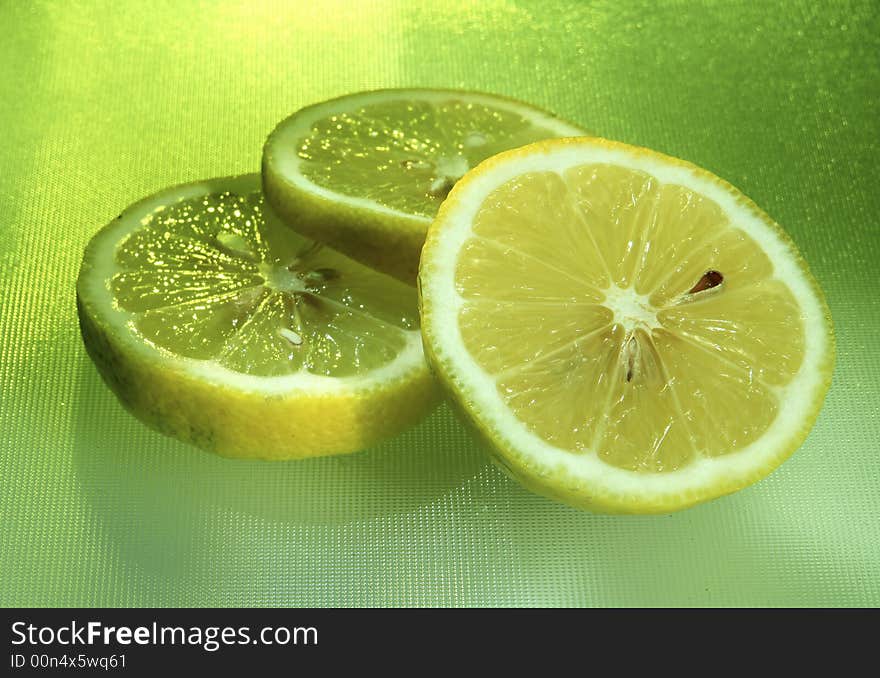 Lemon on a green background