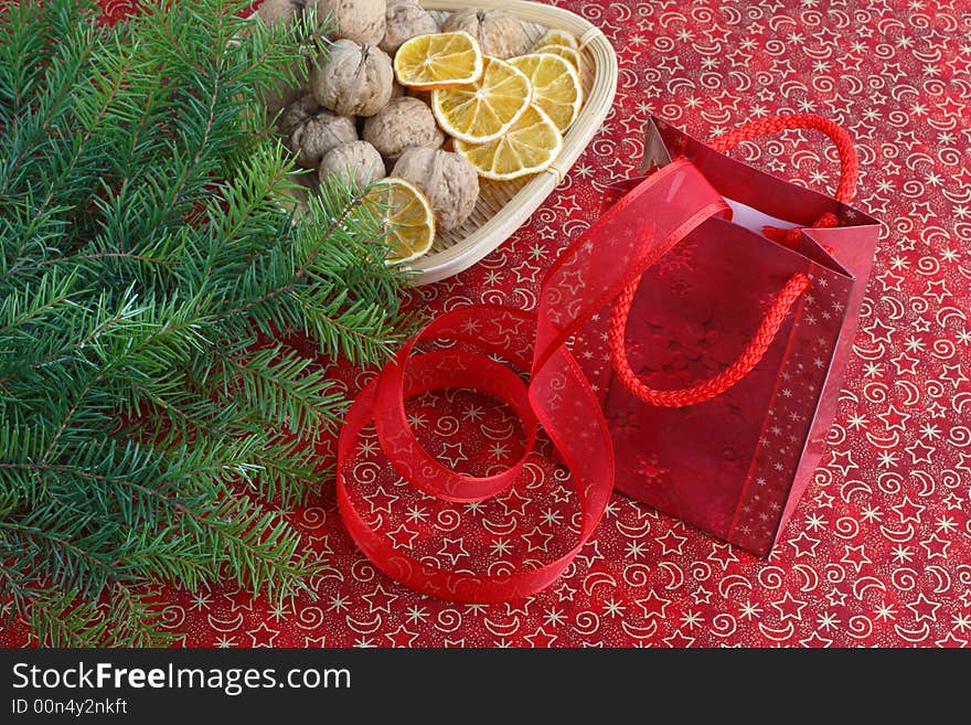 Christmas still life with present