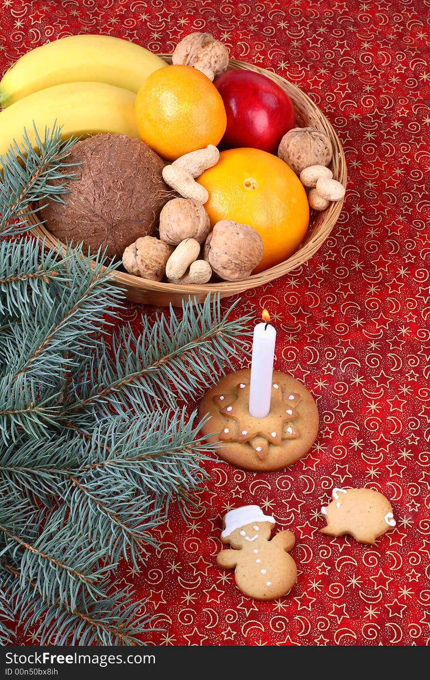 Christmas still life with gingerbread cookies