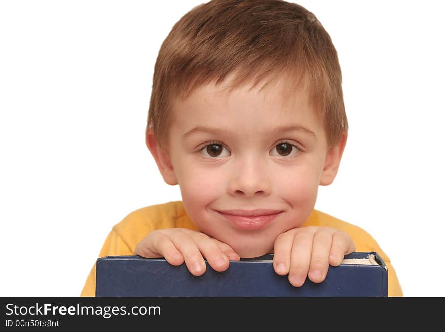 Sight of the nice boy at a white background