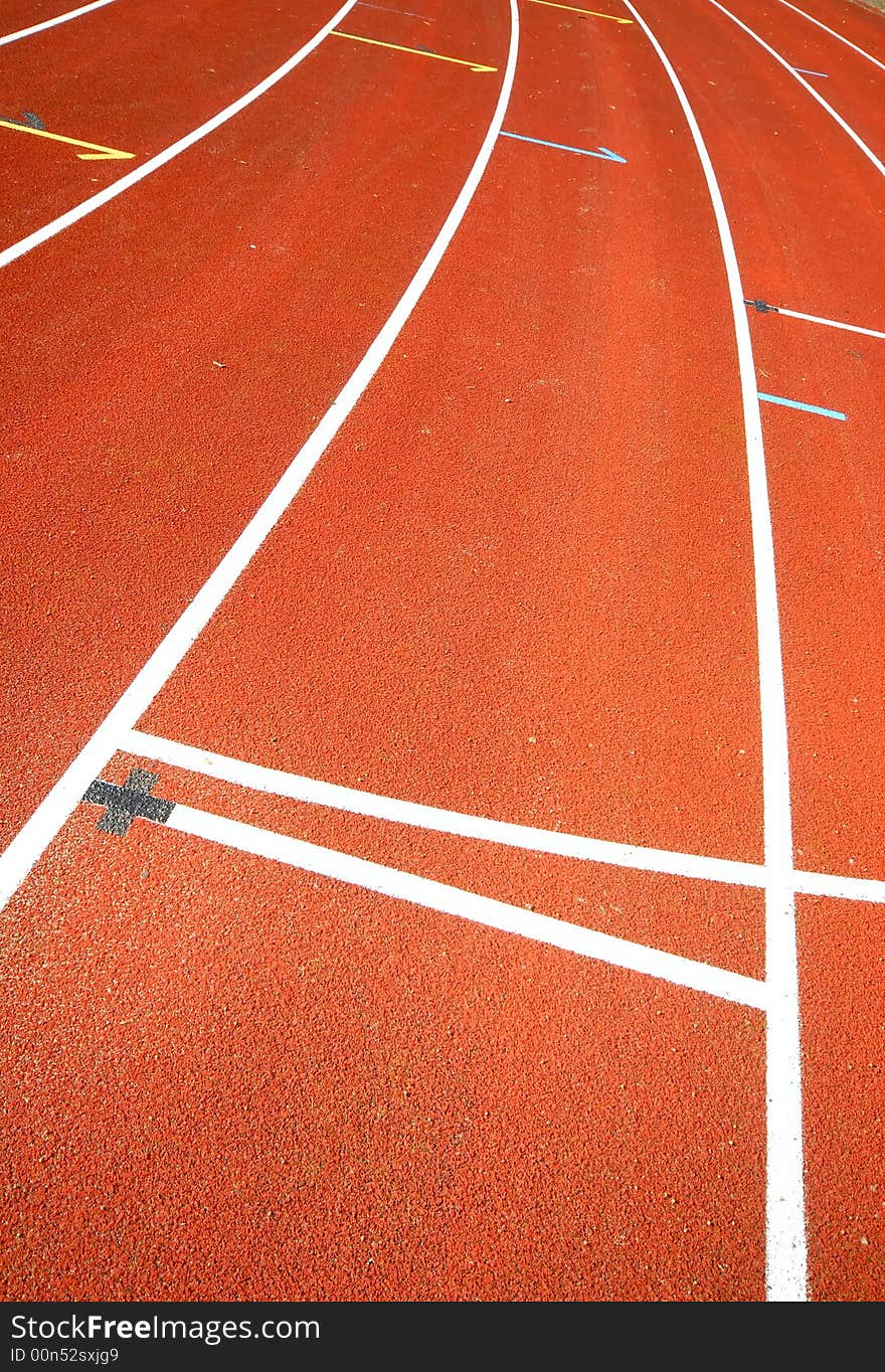 Number three of a racetrack, on red tarmac, for runners. Number three of a racetrack, on red tarmac, for runners.