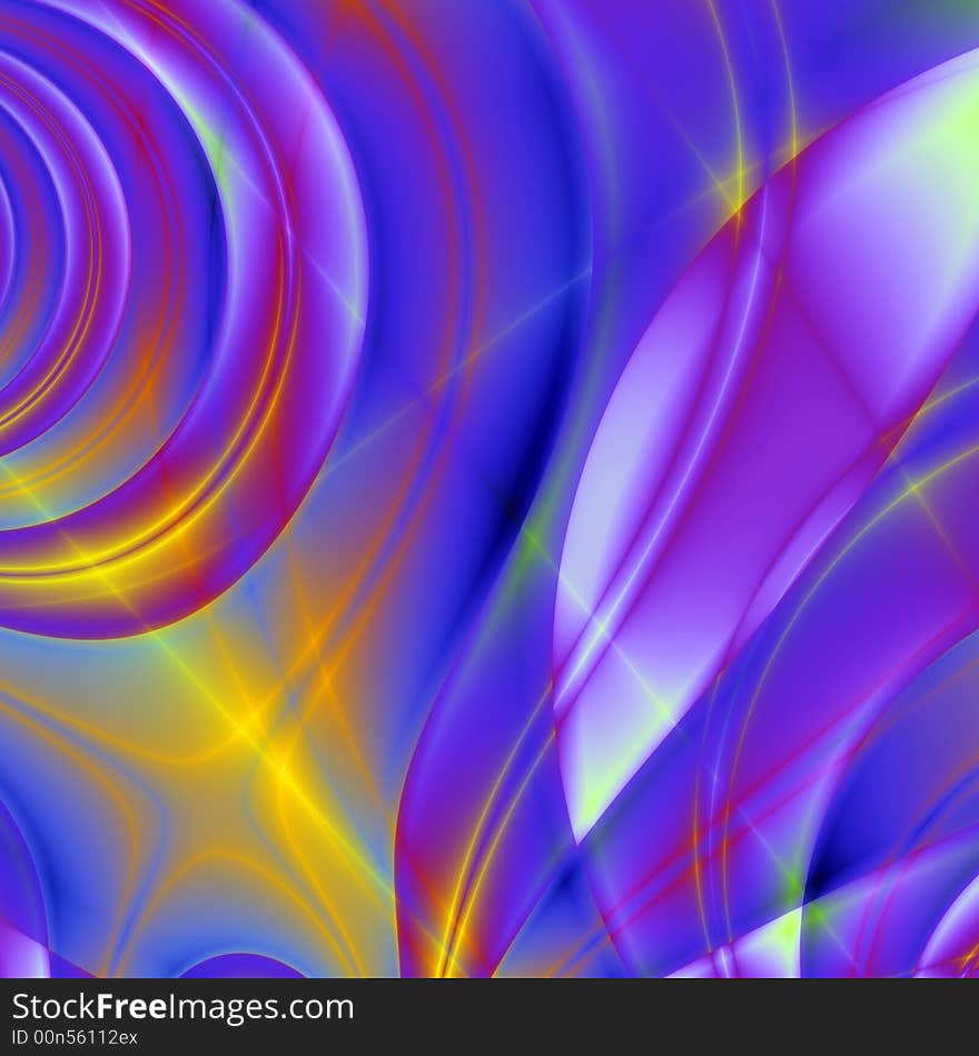 Abstract smooth divorces of yellow, blue, purple and green colors