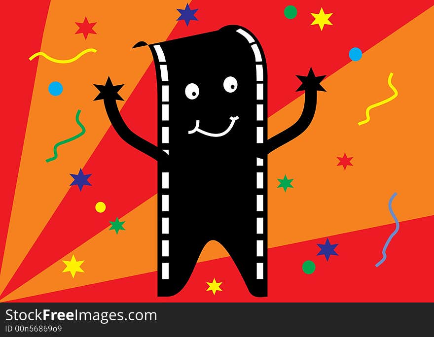 Film man with a party background