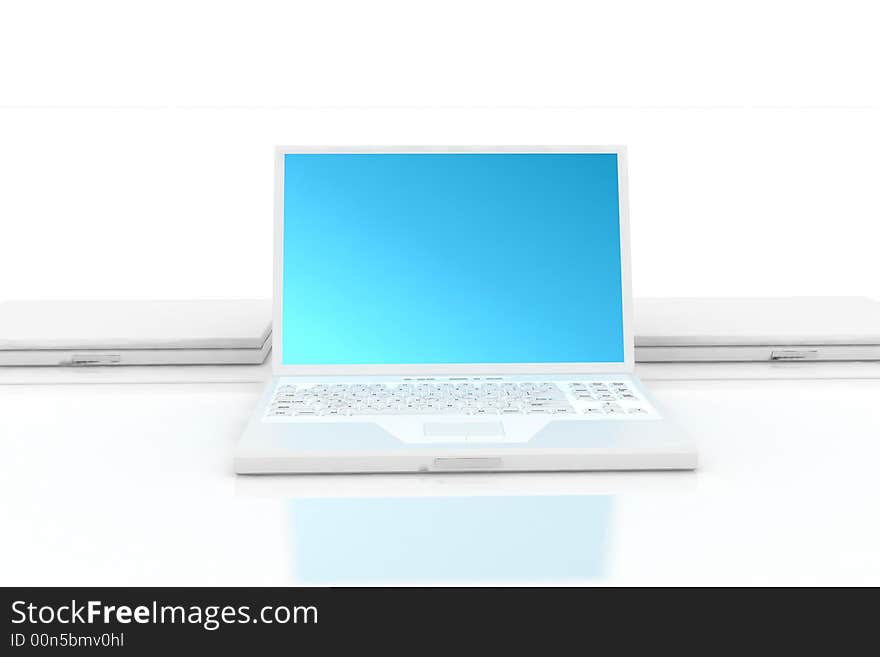 Three laptops on white backround