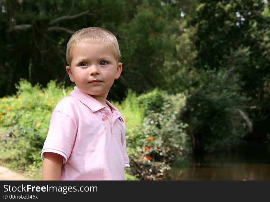 Young boy with a dirty face and shirt