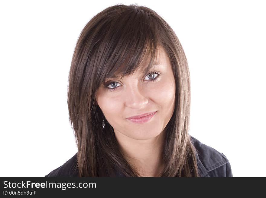 Young confident woman on white background. Young confident woman on white background