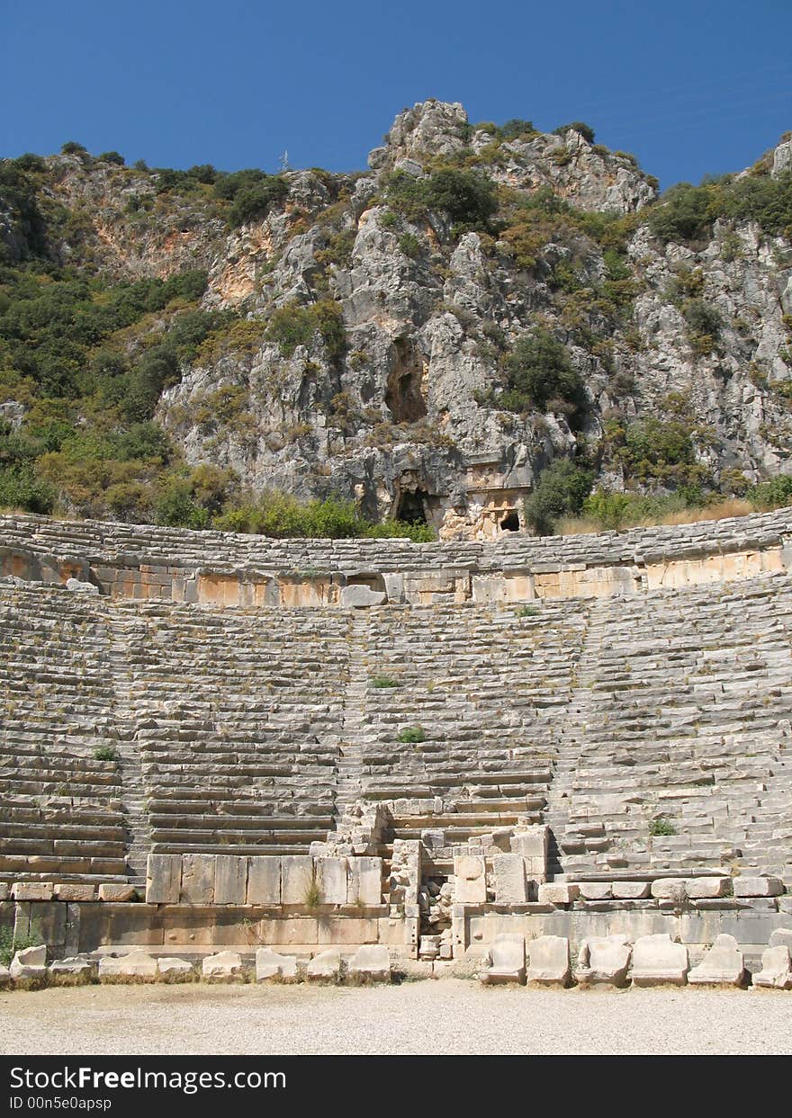 Ancient amphitheter in Myra, Turkey