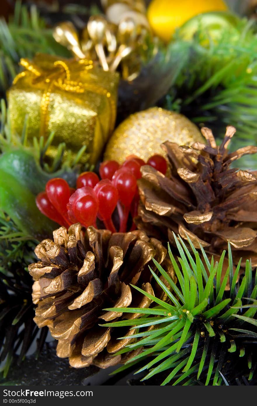 Pine cone close-up, christmas background