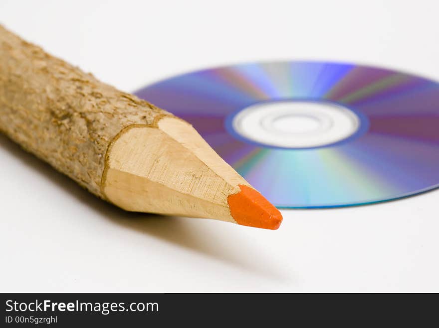 Wood pencil and CD