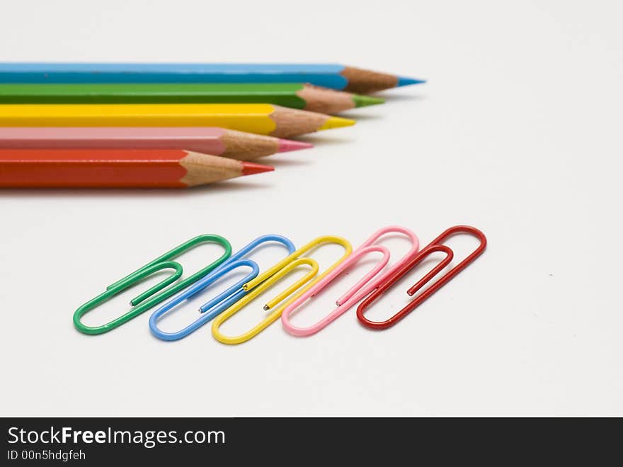 Colored Pencils And Clips