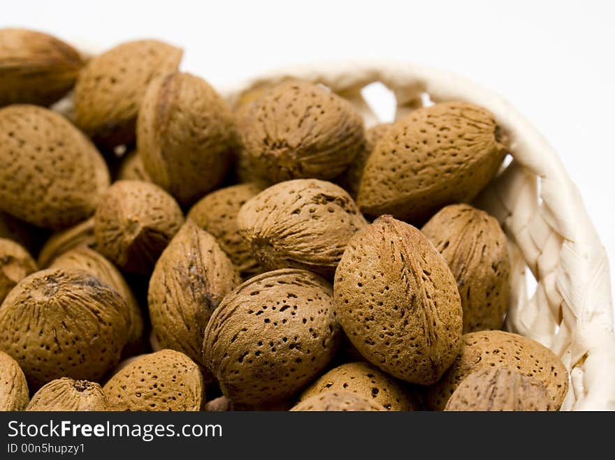 A basket full of almonds