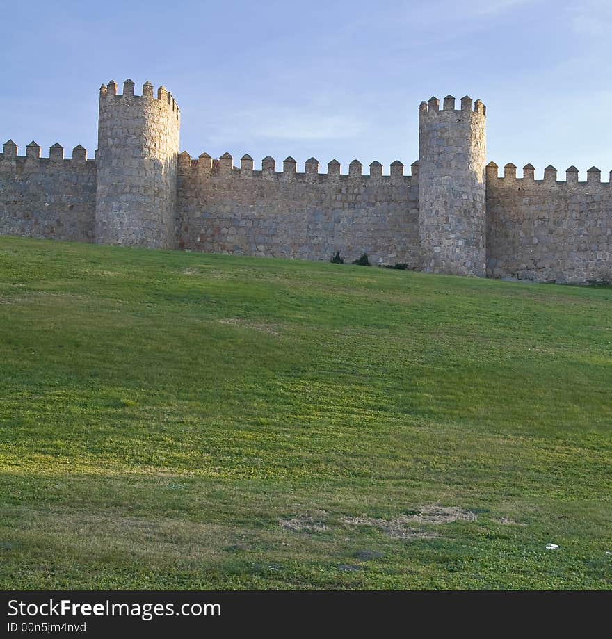 Medieval city walls in Avila, Spain . Medieval city walls in Avila, Spain .