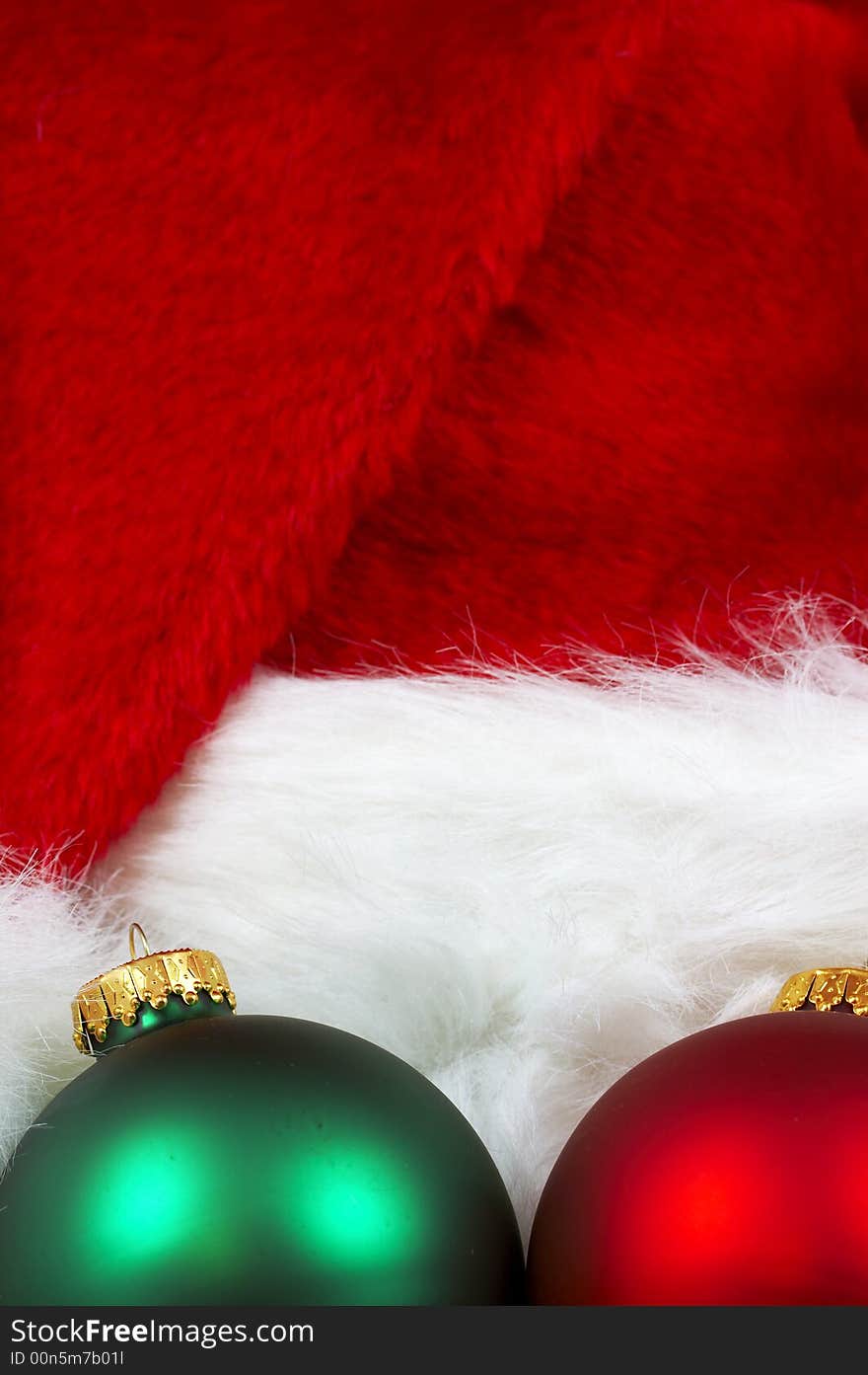 Red and white santa hat with bulbs