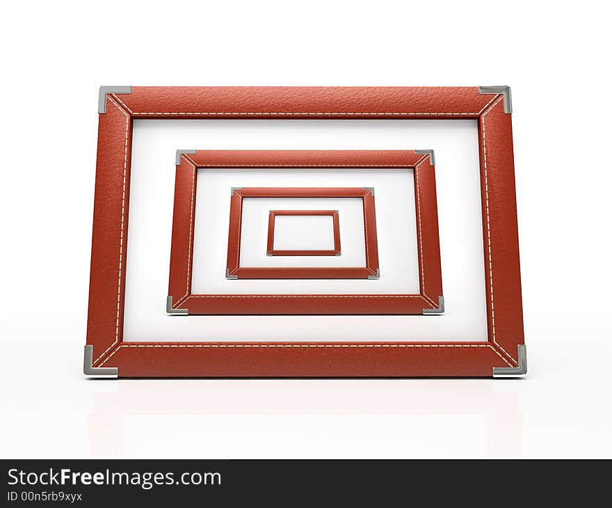 Photo frame with illustration inside isolated on white background