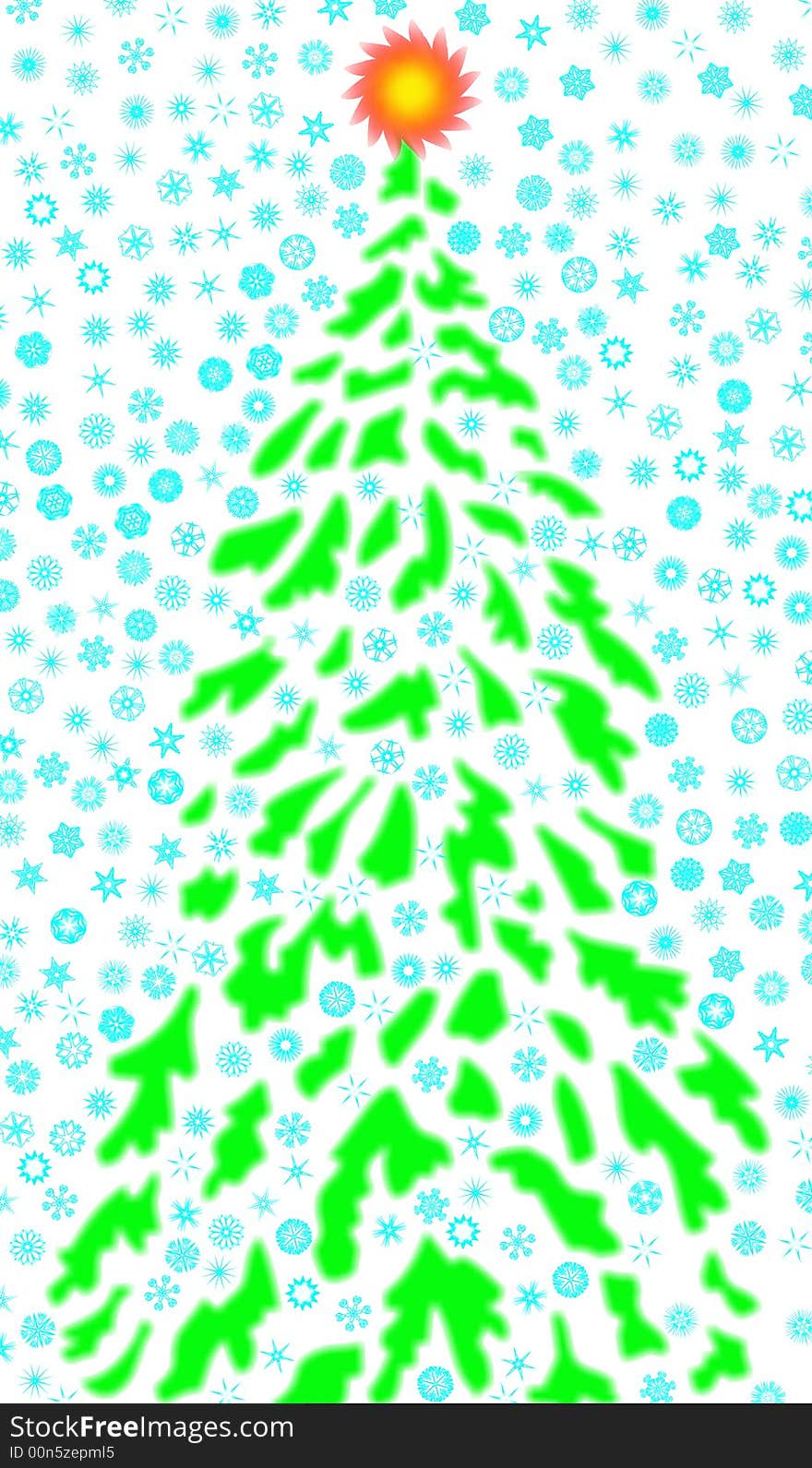 An abstract illustration on a New Year's theme, a silhouette of a fur-tree on a background of a snowfall. An abstract illustration on a New Year's theme, a silhouette of a fur-tree on a background of a snowfall.