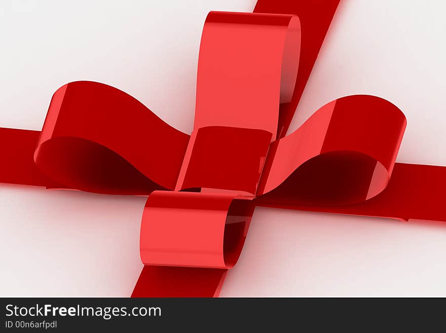 Red Ribbon On White Present