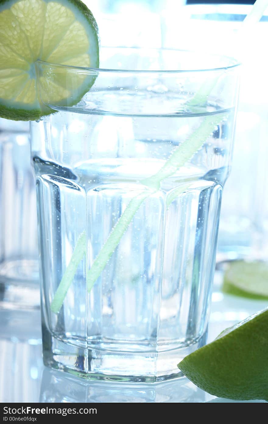 Glass of mineral water with lime