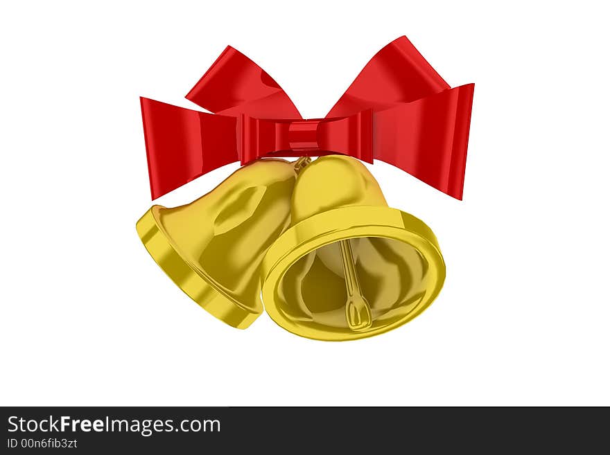 Golden Christmas Bells With Small Ribbon